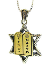 pendant Star of David with Tablets of the Covenant / silver & 9k gold - The Peace Of God®