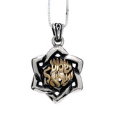 Kabbalah Pendant Star of David w/ Prayer Shema Yisrael Sterling Silver & Gold 9K - The Peace Of God®