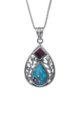 Nano Sim NT Silver Pendant - Drop and Floral Decoration Studded with Roman Glass - The Peace Of God®