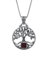 Nano Bible Sim Silver Pendant - Tree of Life with Round Frame - The Peace Of God®