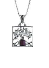 Nano Bible Sim Silver Pendant - Tree of Life in Square Frame - The Peace Of God®