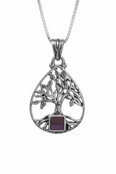 Nano Bible Sim Silver Pendant - Tree of Life in Teardrop Frame - The Peace Of God®