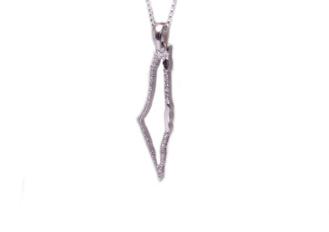 Map of Israel Sterling Silver Necklace