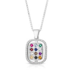 Kabbalah Pendant with Breastplate Stones Hoshen Silver 925 And White Zircon Stones
