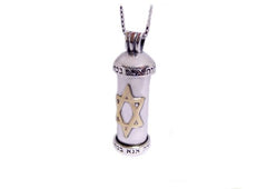 Necklace Star of David Mezuzah silver & 9k gold 