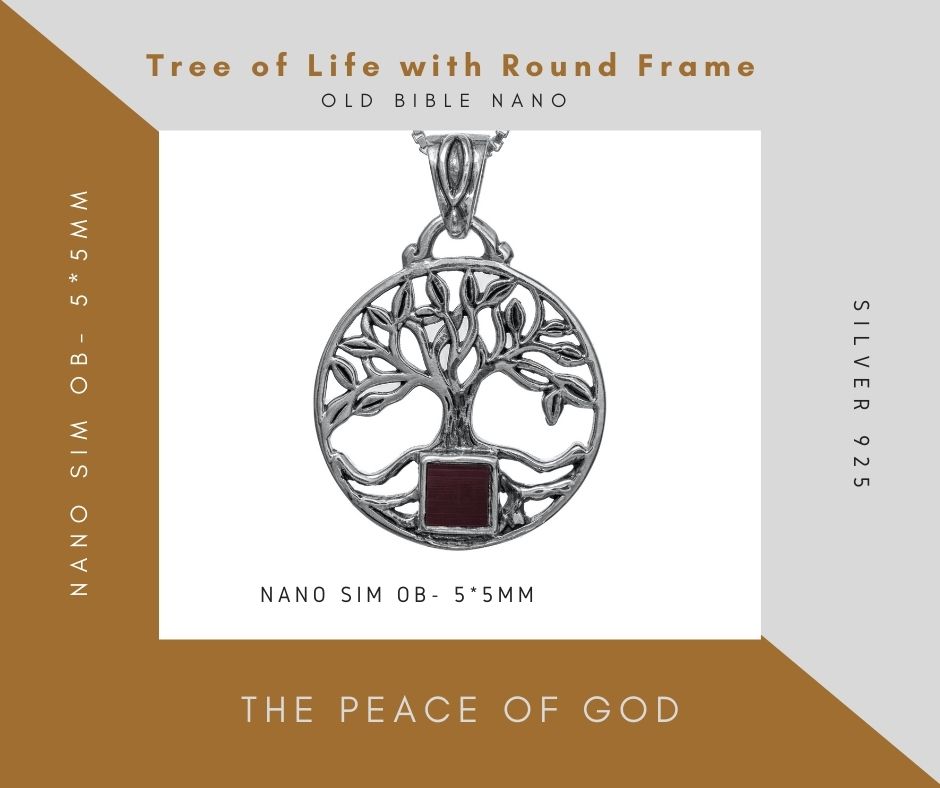Nano Sim OB Silver Pendant Tree of Life with Round Frame - The Peace Of God®