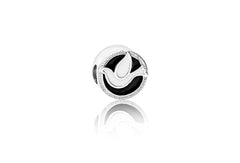 White Peace Dove Bead on Black Enamel
