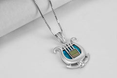 Nano Bible Sim Silver Pendant - David's Harp with Roman Glass - The Peace Of God®