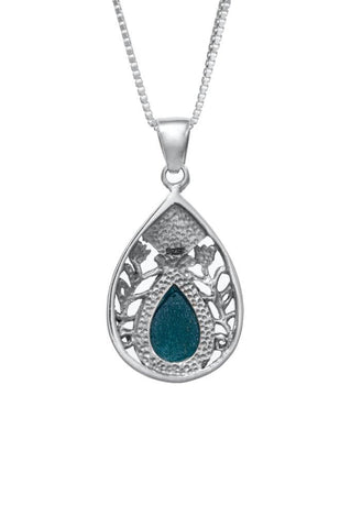 Nano Sim NT Silver Pendant - Drop and Floral Decoration Studded with Roman Glass - The Peace Of God®