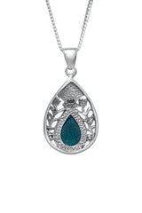 Nano Sim NT Silver Pendant - Drop and Floral Decoration Studded with Roman Glass - The Peace Of God®