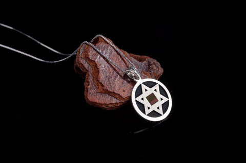 Nano Sim OB Silver Round Framed Pendant - Star of David - The Peace Of God®