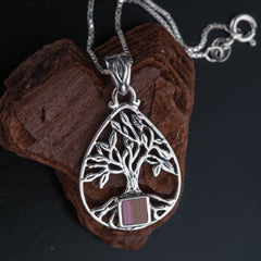 Nano Bible Sim Silver Pendant - Tree of Life in Teardrop Frame - The Peace Of God®