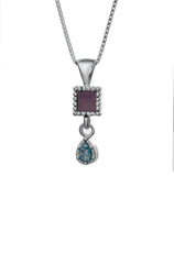 Nano Bible Sim Silver Pendant - Teardrop Studded with Roman Glass - The Peace Of God®