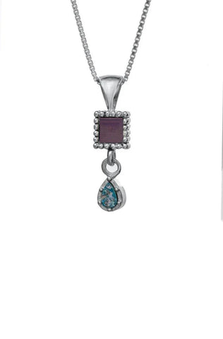 Nano Sim OB Silver Pendant - Drop Studded with Roman Glass - The Peace Of God®