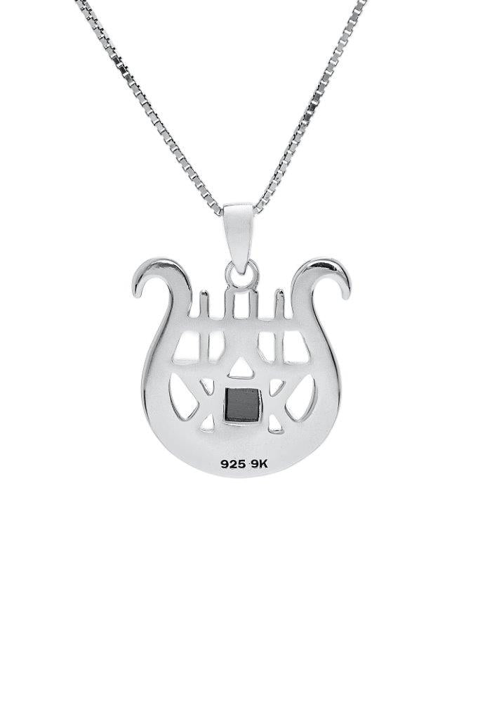 Nano Sim OB Silver and 9K Gold Pendant - David's Harp and Star of David Studded with Zircons - The Peace Of God®