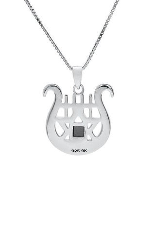 Nano Sim OB Silver and 9K Gold Pendant - David's Harp and Star of David Studded with Zircons - The Peace Of God®
