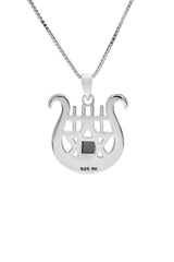 Nano Sim OB Silver and 9K Gold Pendant - David's Harp and Star of David Studded with Zircons - The Peace Of God®