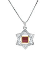 Nano Bible Sim Silver and 9K Gold Pendant - Star of David Half Rugged - The Peace Of God®