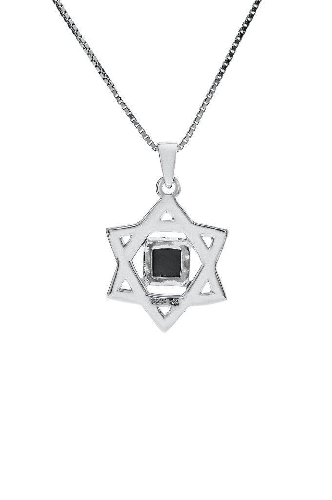 Nano Bible Sim Silver and 9K Gold Pendant - Star of David Half Rugged - The Peace Of God®