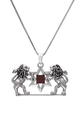 Nano Sim OB Silver Pendant - Lion of Judah with Star of David - The Peace Of God®