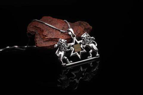 Lion of Judah Silver Pendant with Star of David - Nano Sim Bible - The Peace Of God®