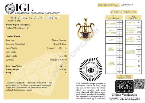 Nano Sim OB Silver 14K Gold & diamonds Pendant - David's Harp and Star of David - The Peace Of God®